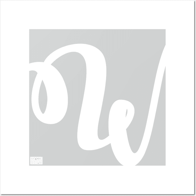 Letter W Elegant Cursive Calligraphy Initial Monogram Wall Art by porcodiseno